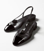 SLINGBACKS BLACK CALFSKIN PATENT