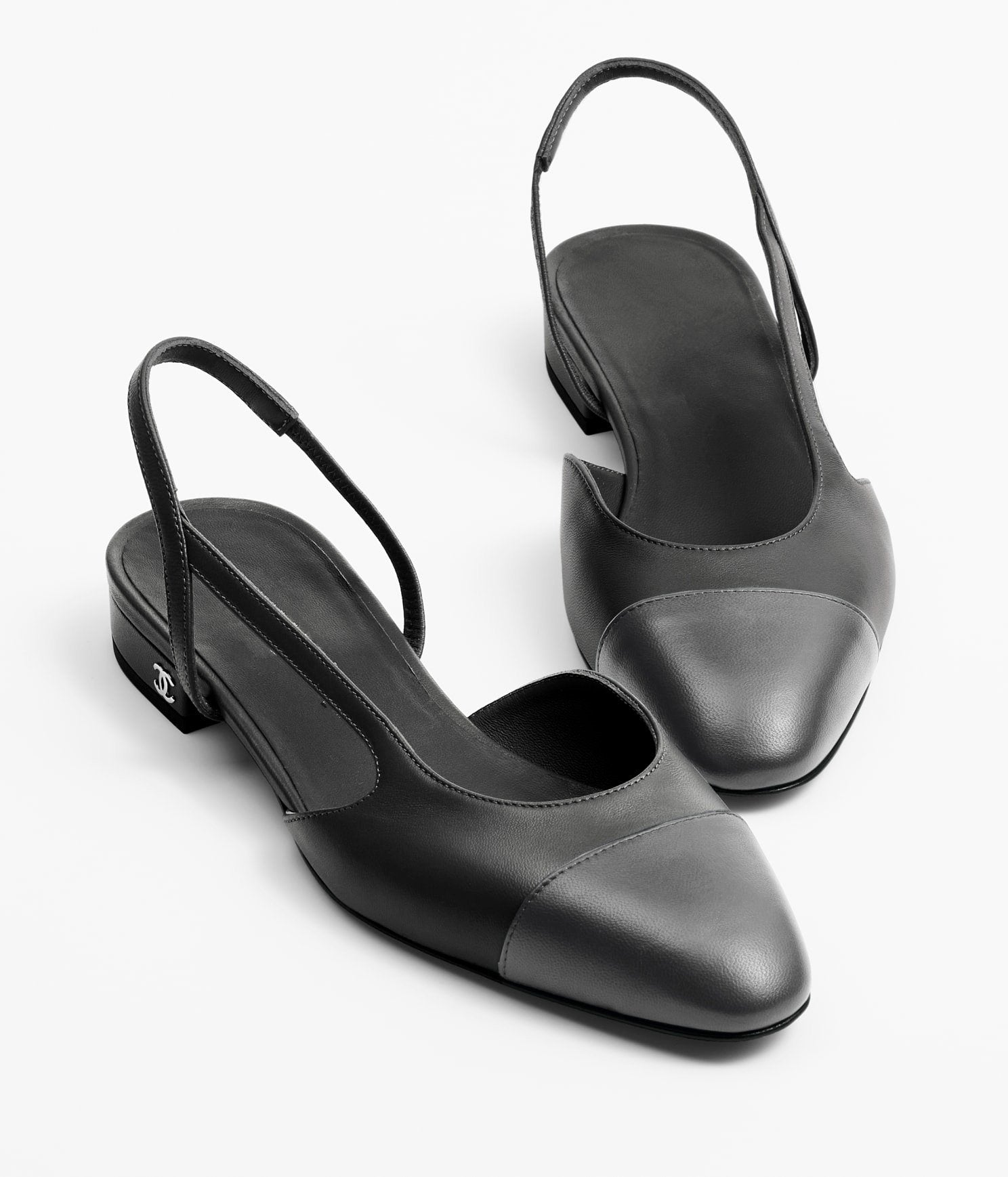 SLINGBACKS BLACK DARK GRAY LAMBS