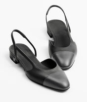 SLINGBACKS BLACK DARK GRAY LAMBS