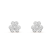 FRIVOLE SILVER FLOWER DIAMOND EARRINGS