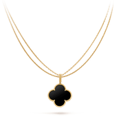 CLOVER GOLD ONYX BIG CLOVER NECKLACE