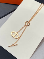 CHAINE SMALL FULL DIAMOND PIG NOSE PINK GOLD NECKLACE