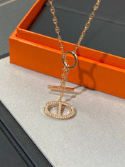 CHAINE SMALL FULL DIAMOND PIG NOSE PINK GOLD NECKLACE