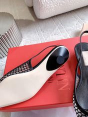 Vlogo Slingback Ballerina Black Mesh