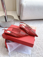 Mesh Slingback Ballerina Red