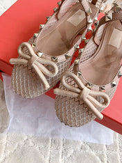 Rockstud Mesh Ballerina Rose Cannelle With Crystals
