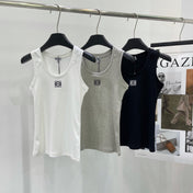 Round neck embroidered vest