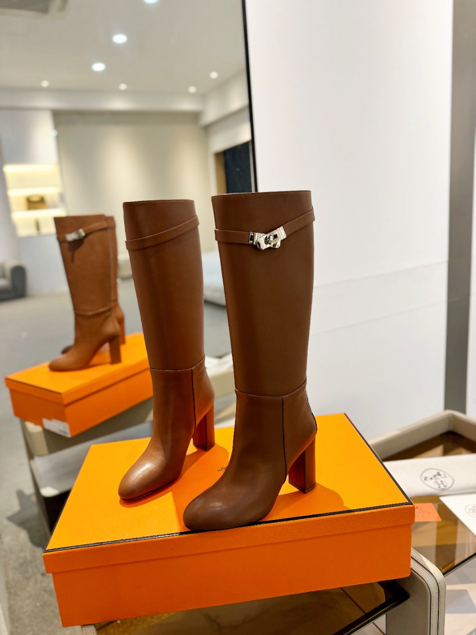 STORY BOOT 85MM IN BRONZE BROWN CALFSKIN